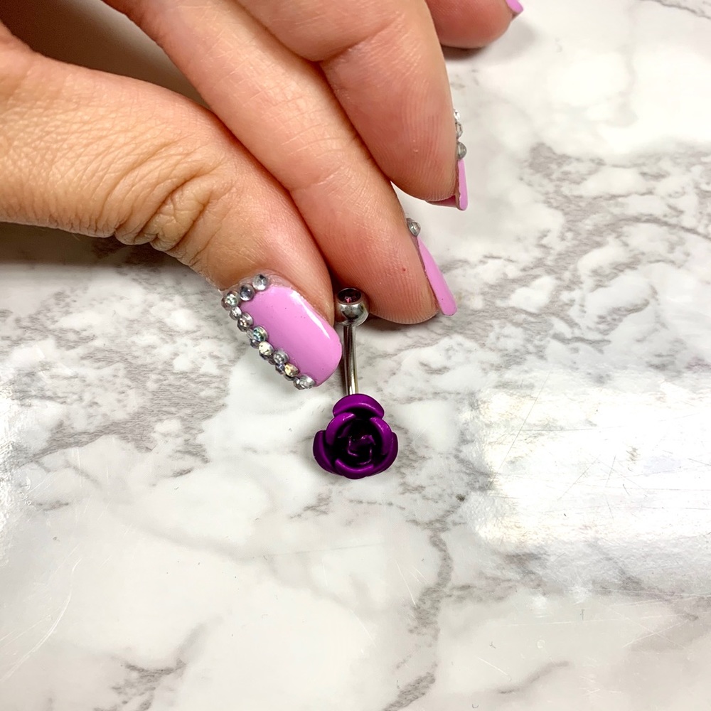 Purple rose belly ring